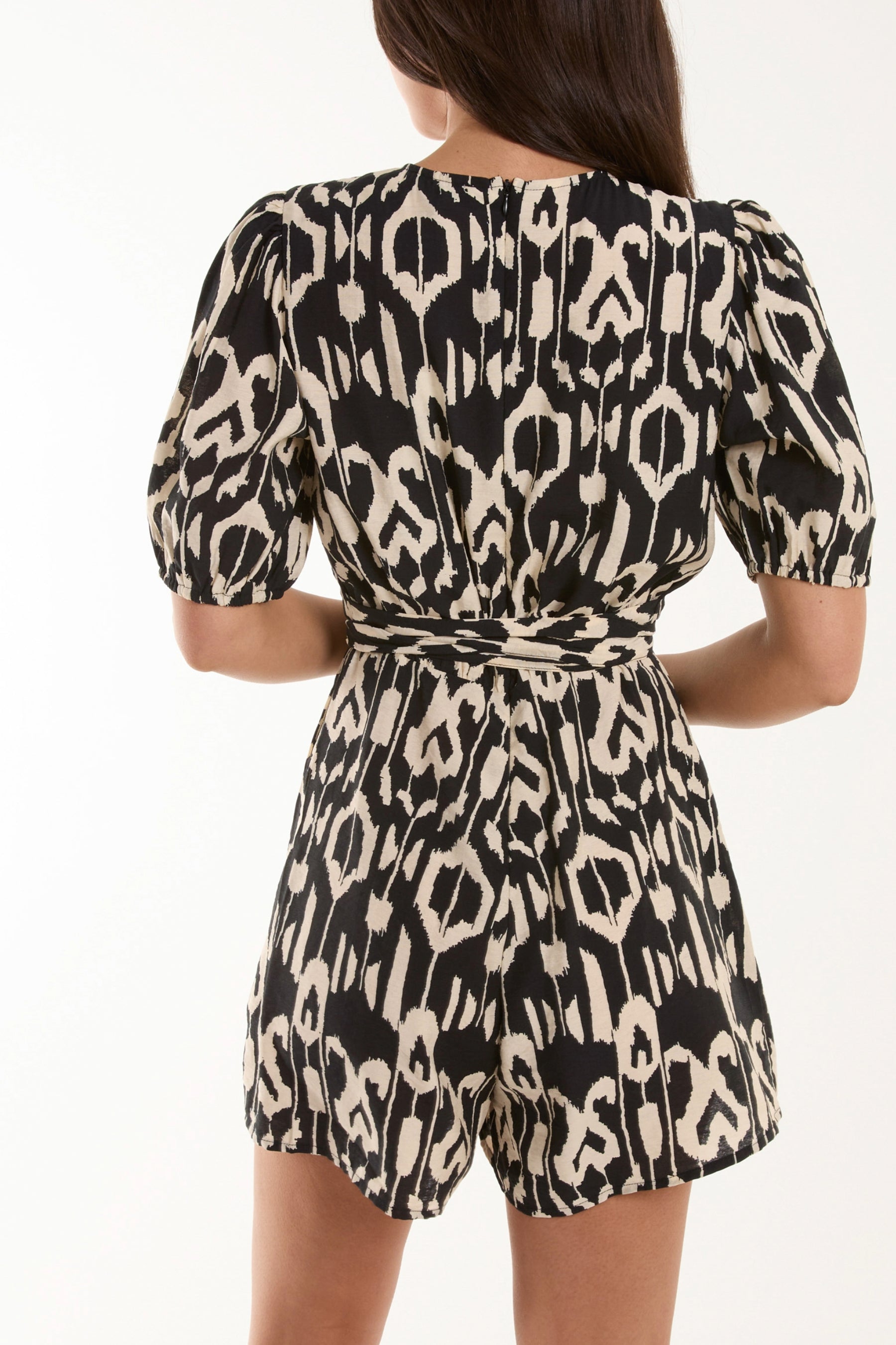 Wrap Front Abstract Print Playsuit