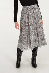 Animal Print Pleated Midi Skirt