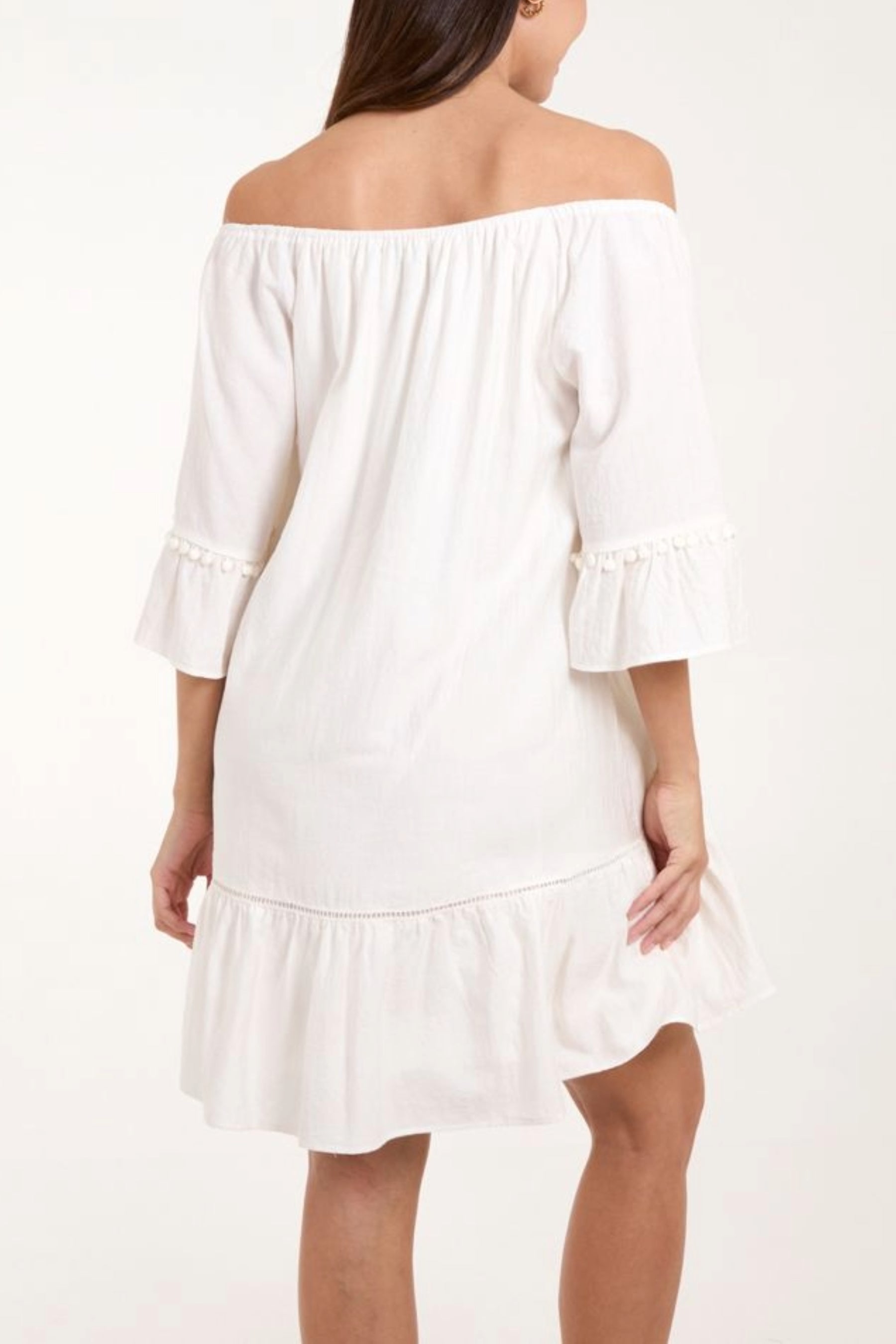 Bardot Tassel Detail Tunic Dress