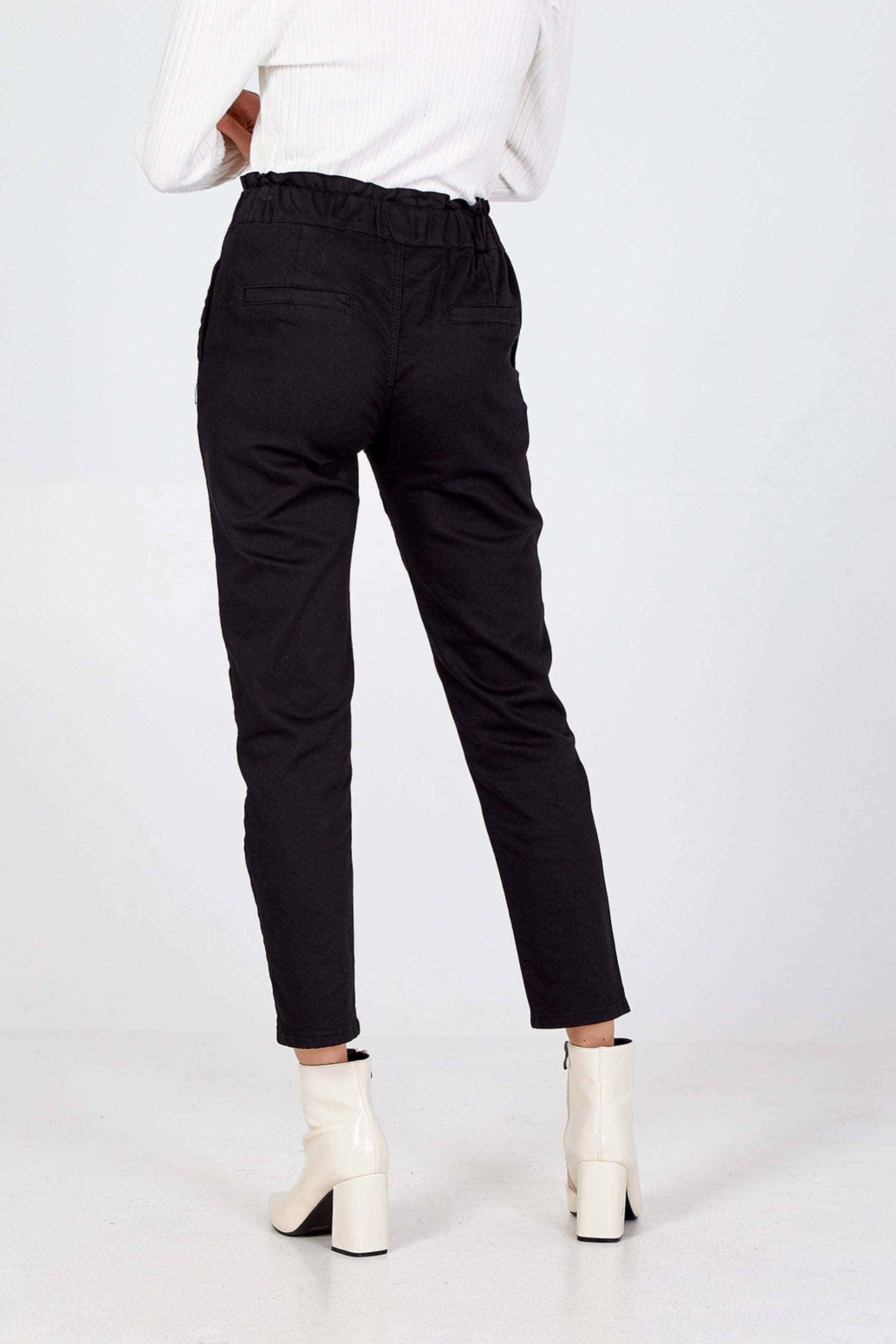 Paperbag Waist Stretch Denim Jean