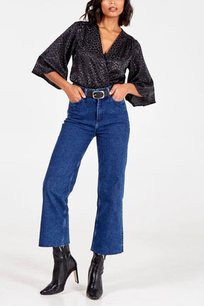 Animal Print Kimono Sleeve Bodysuit