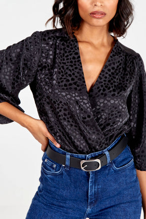 Animal Print Kimono Sleeve Bodysuit