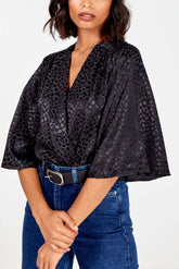 Animal Print Kimono Sleeve Bodysuit