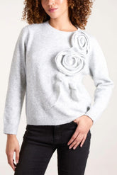 Knit Corsage Flower Jumper