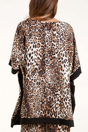 Leopard Print Contrast Hem Top