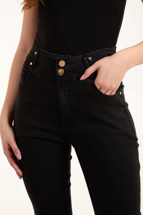 Gold Button High Waisted Skinny Jeans