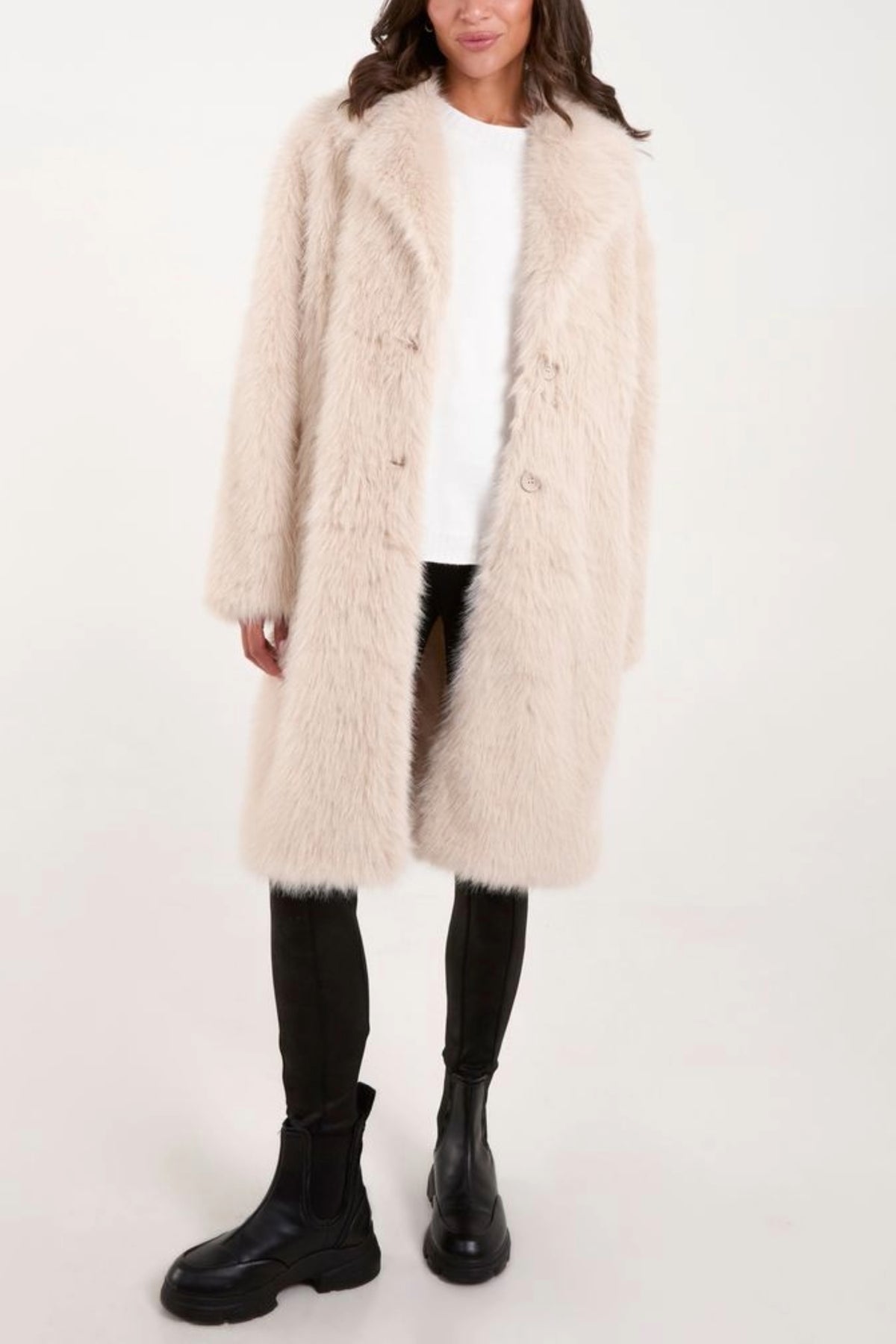 Soft Faux Fur Pocket Coat