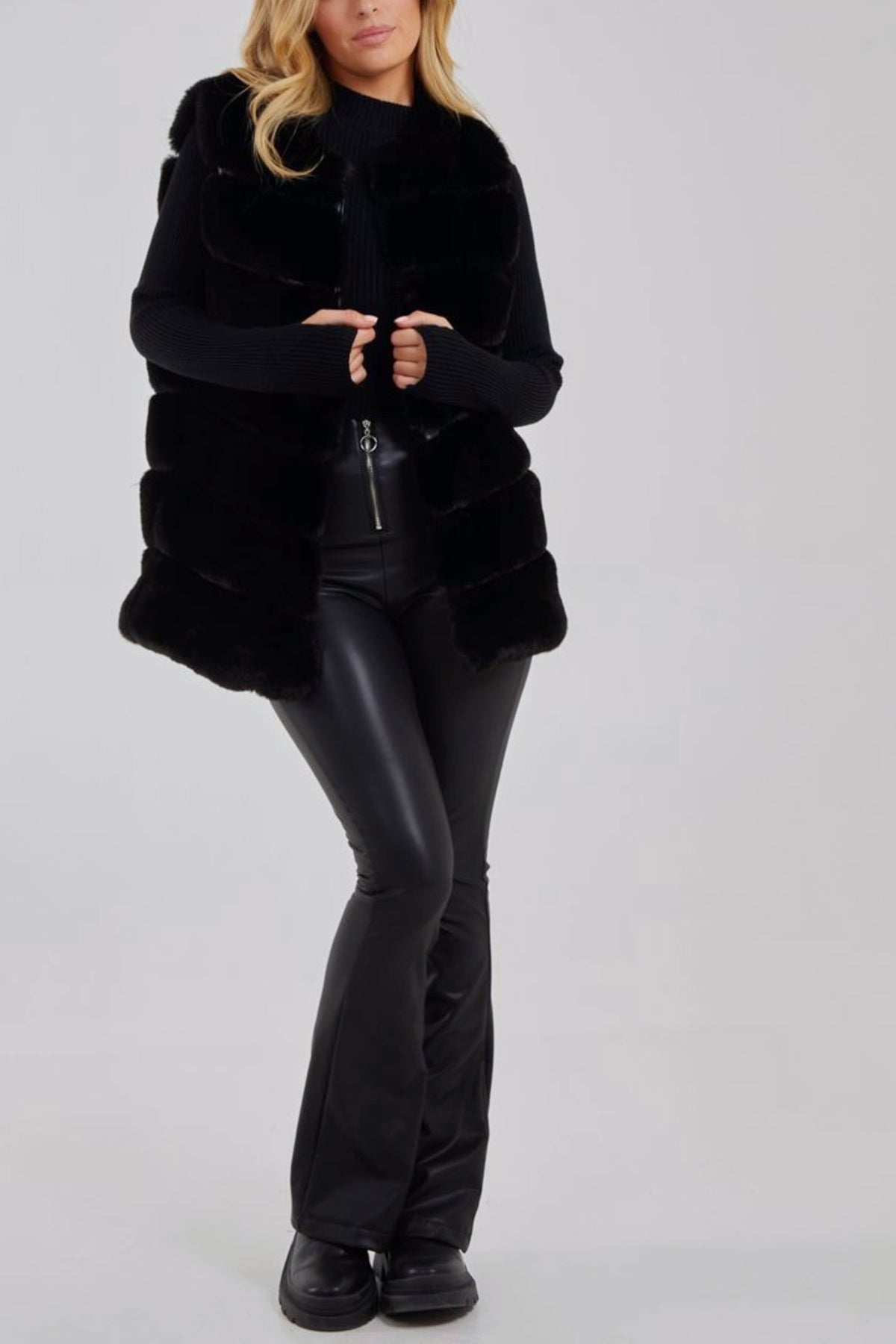 Black Pelted Fur Gilet