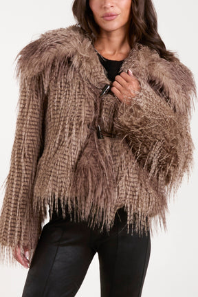 Toggle Clasp Long Fur Coat