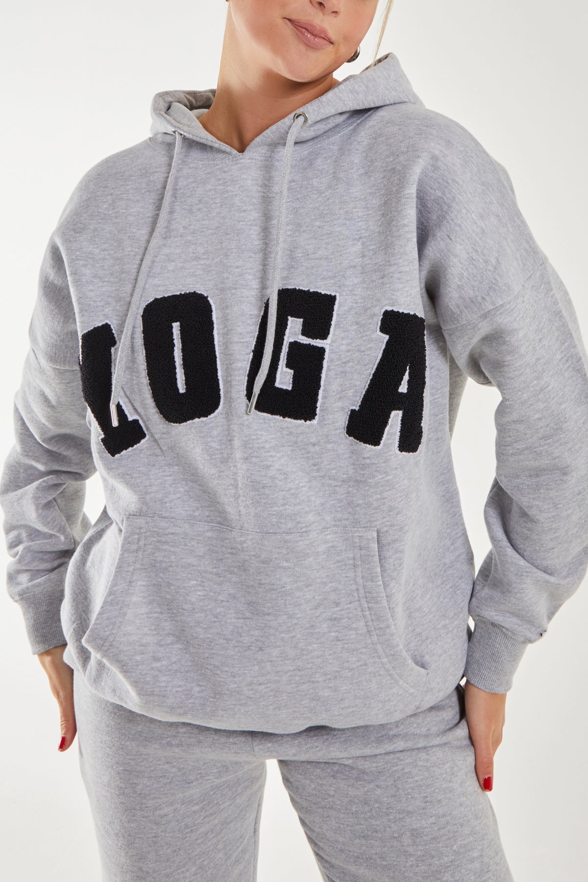 Flocking 'Yoga' Logo Sports Hoodie