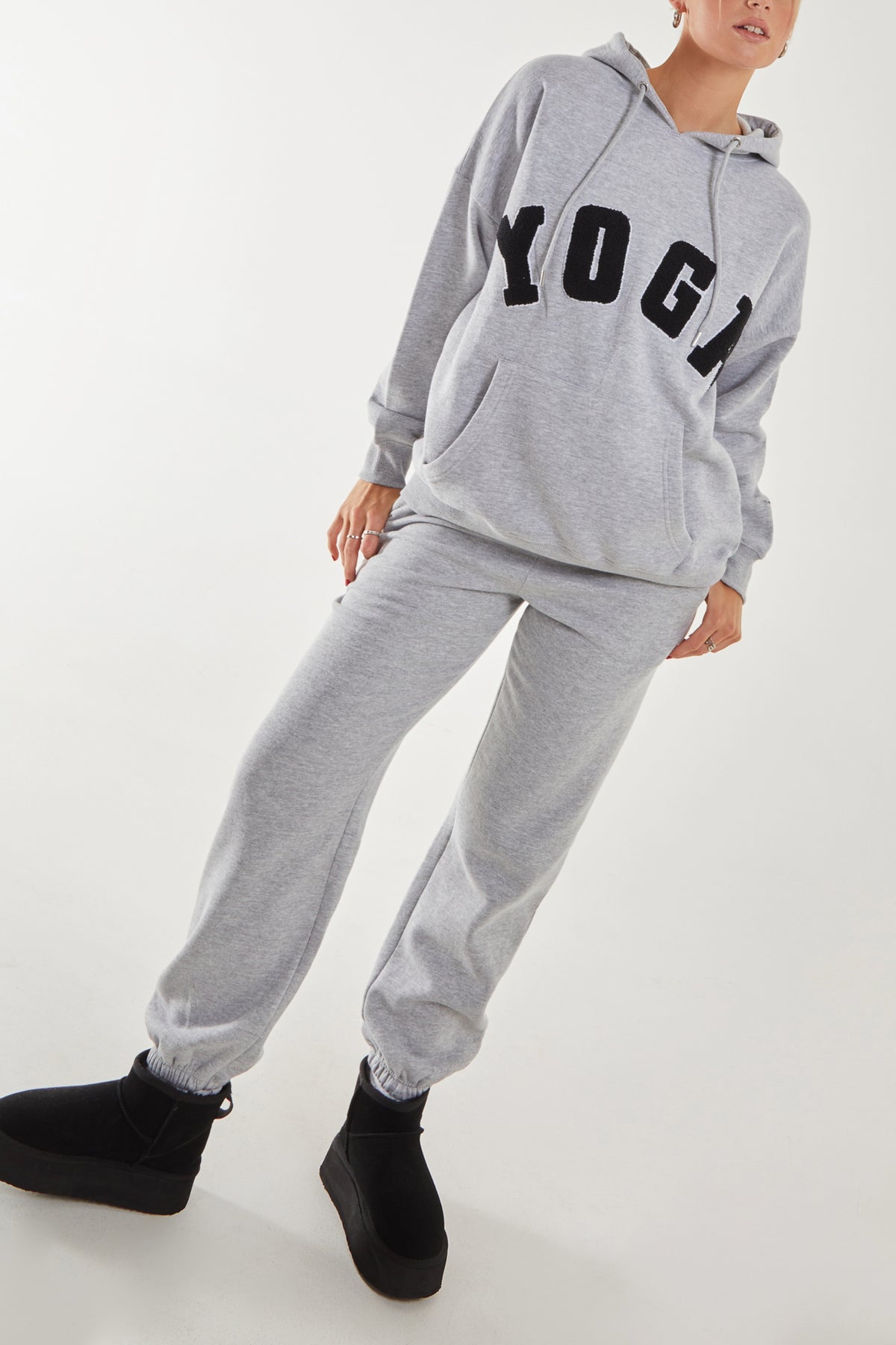 Flocking 'Yoga' Logo Sports Hoodie