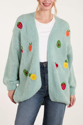 Embroidered Fruit Knit Cardigan