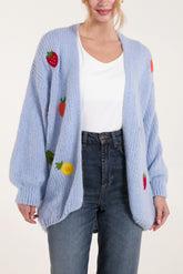 Embroidered Fruit Knit Cardigan