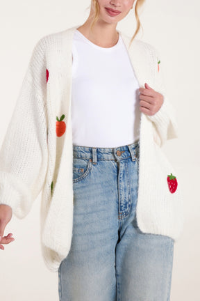 Embroidered Fruit Knit Cardigan