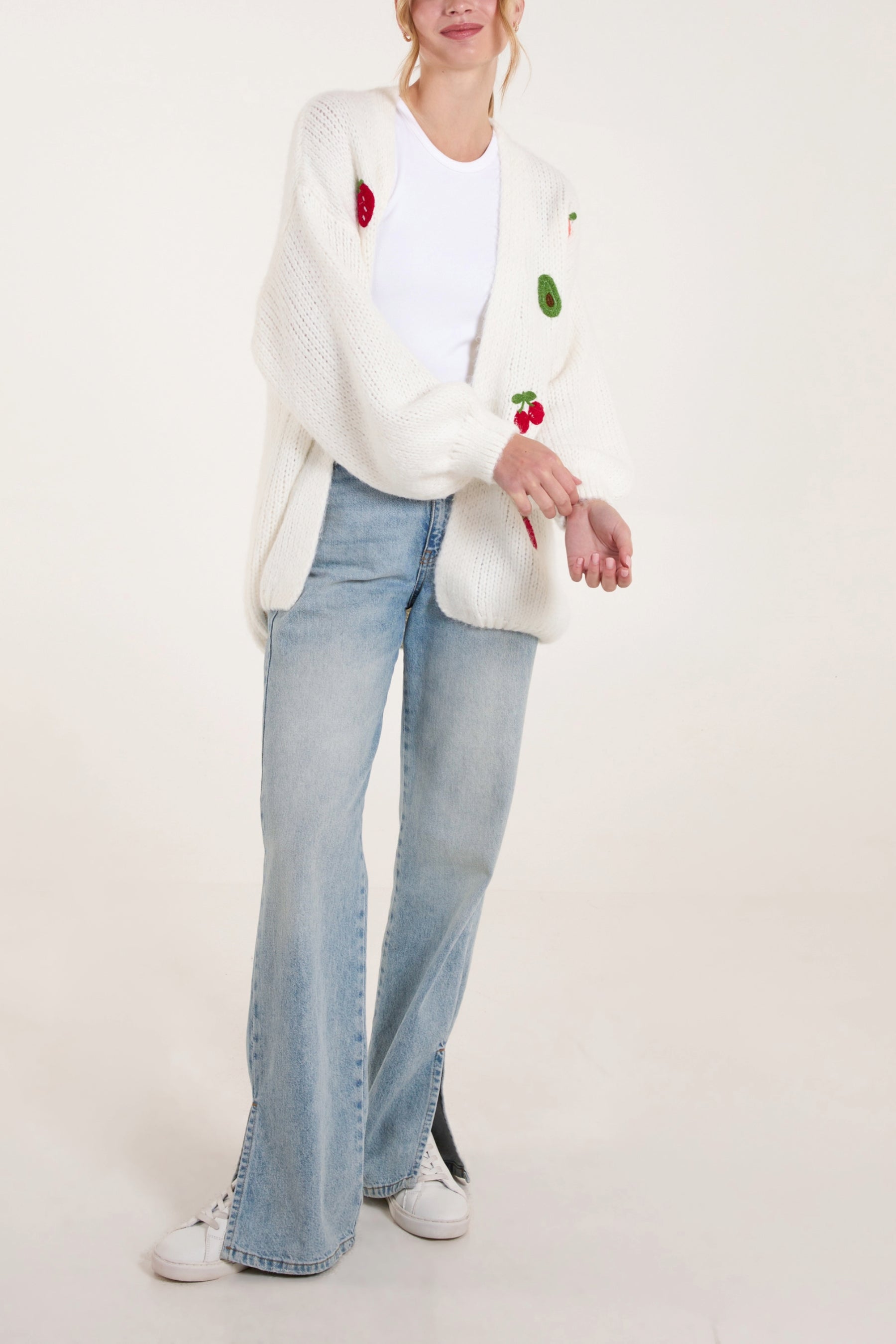 Embroidered Fruit Knit Cardigan