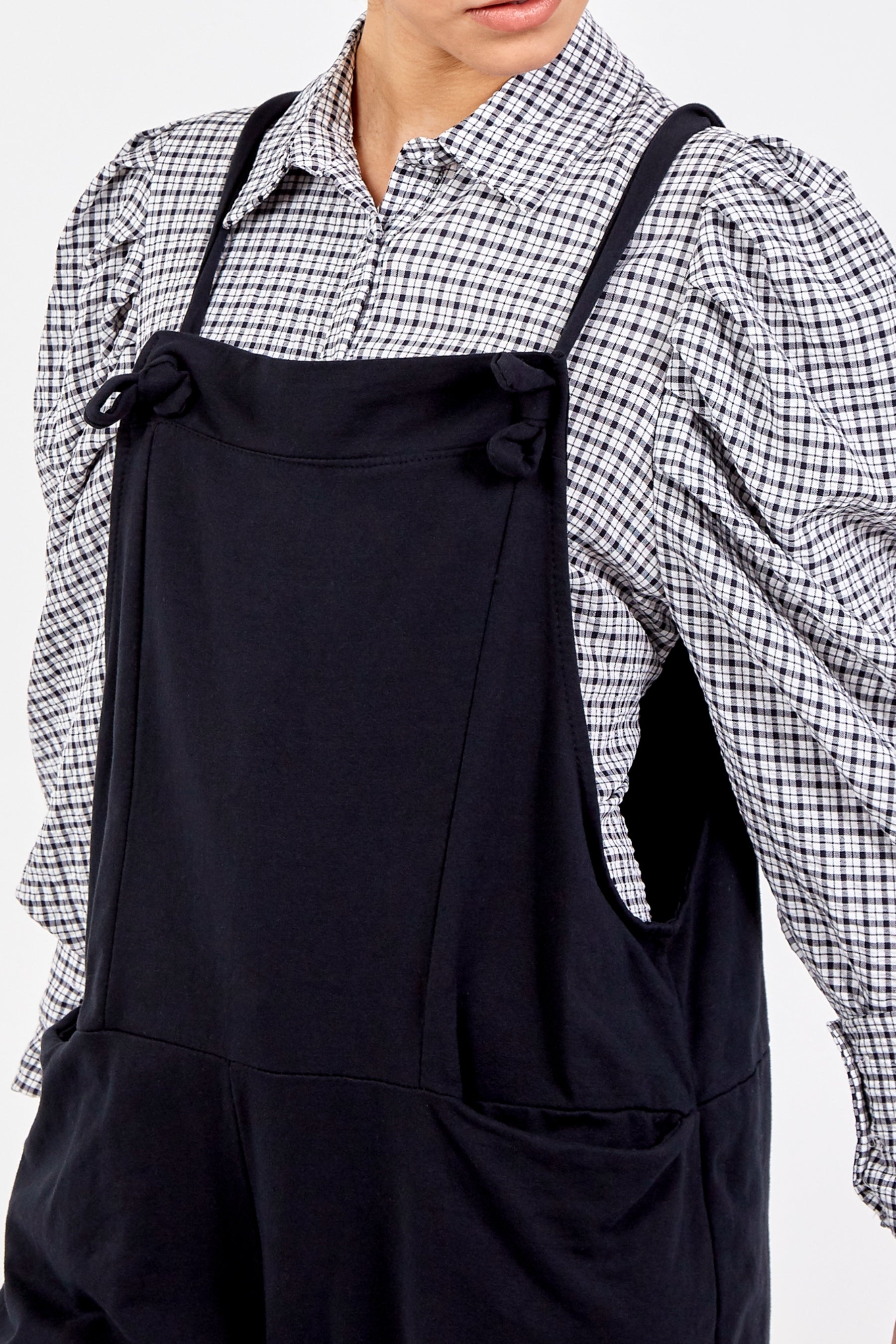 Bow Detail Plain Dungarees