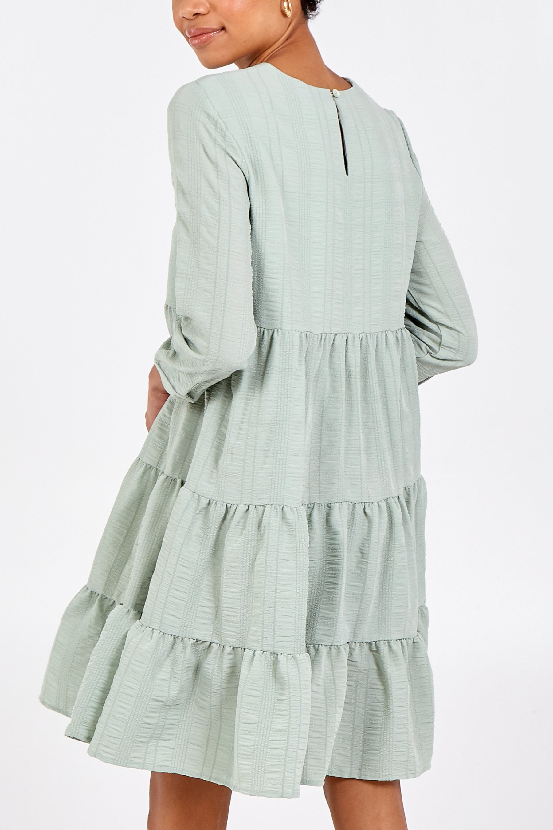 Textured Tiered Smock Dress