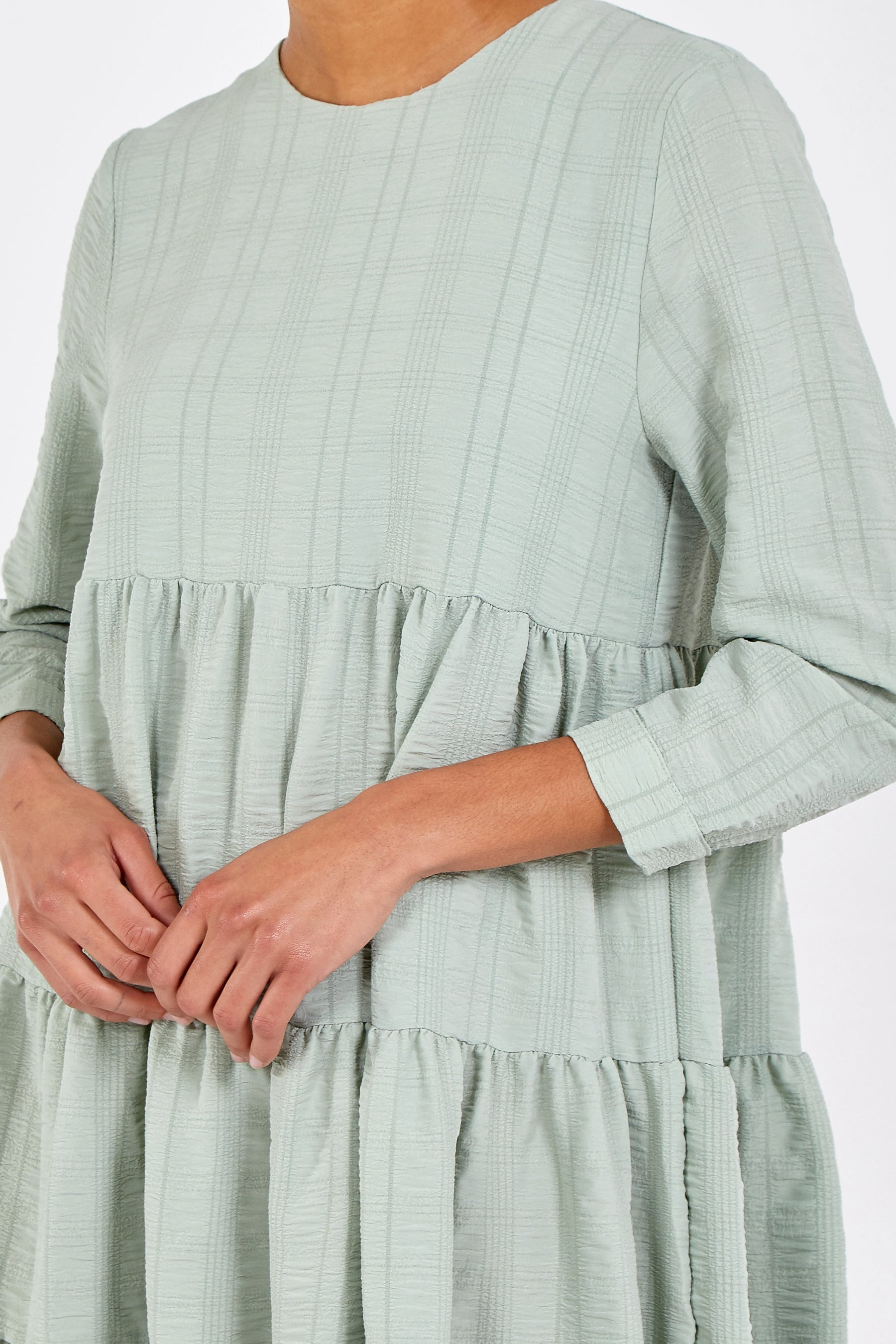 Textured Tiered Smock Dress