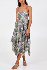 Leaf Print Hanky Hem Dress