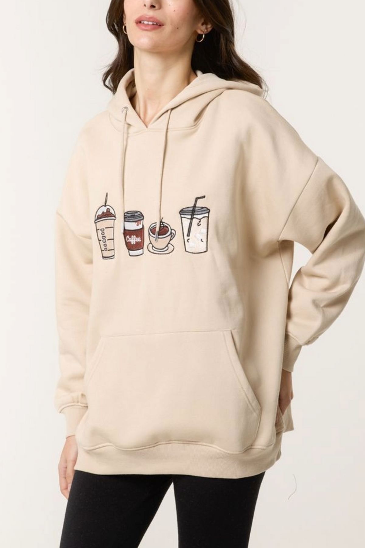 Coffee Embroidered Hoodie