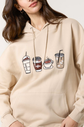 Coffee Embroidered Hoodie