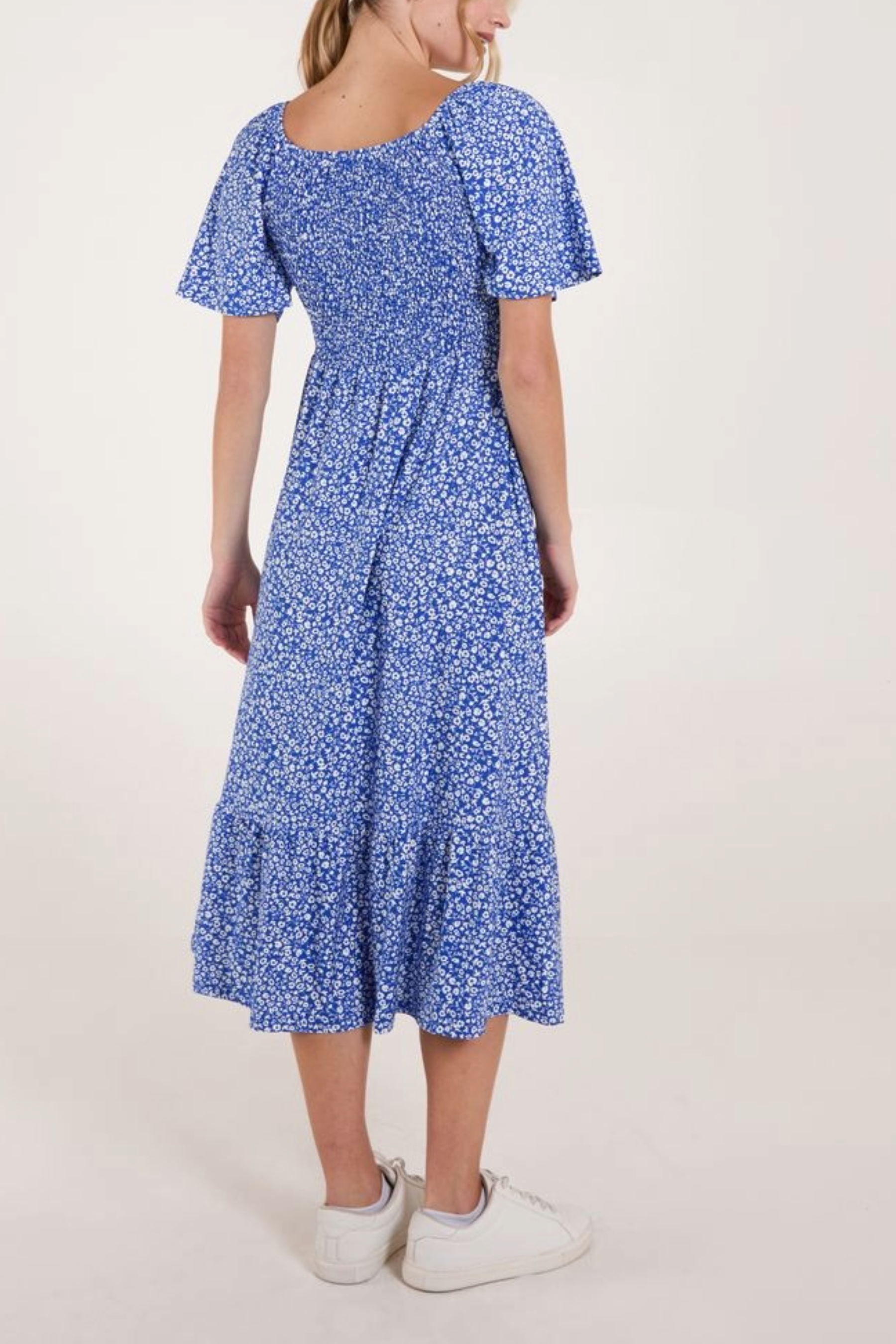 Ditsy Floral Sweetheart Neckline Midi Dress