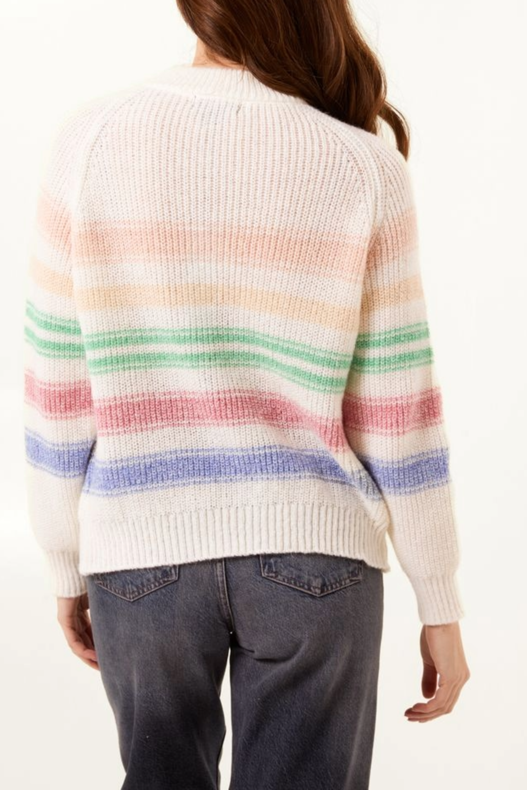 Knitted Flower Striped Jumper