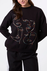 Colourful Abstract Face Stitch Sweatshirt