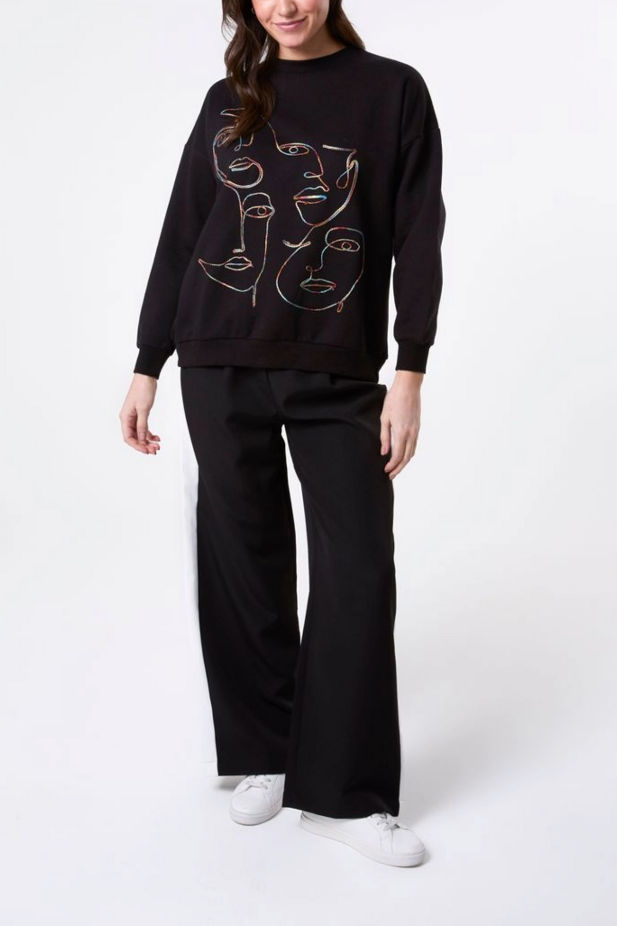 Colourful Abstract Face Stitch Sweatshirt