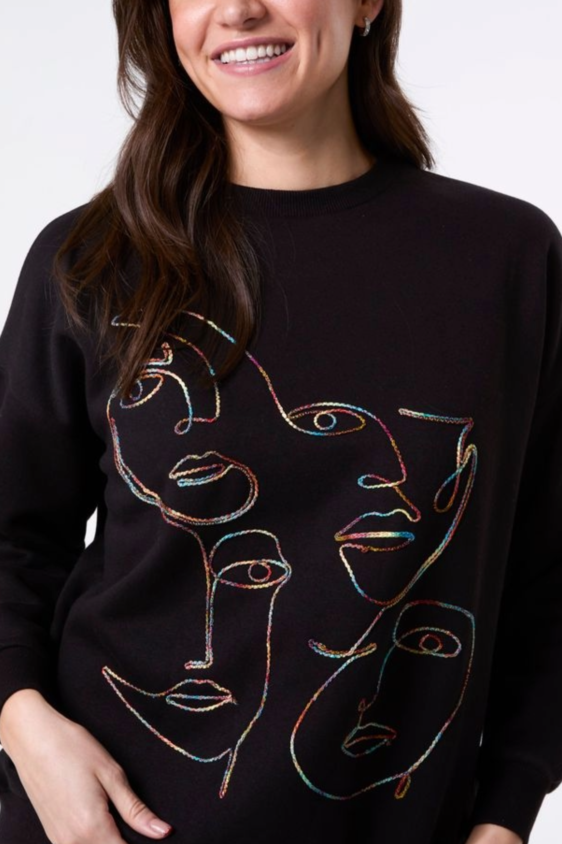 Colourful Abstract Face Stitch Sweatshirt