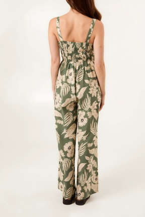 Floral Print Tie Front Jumpsuit