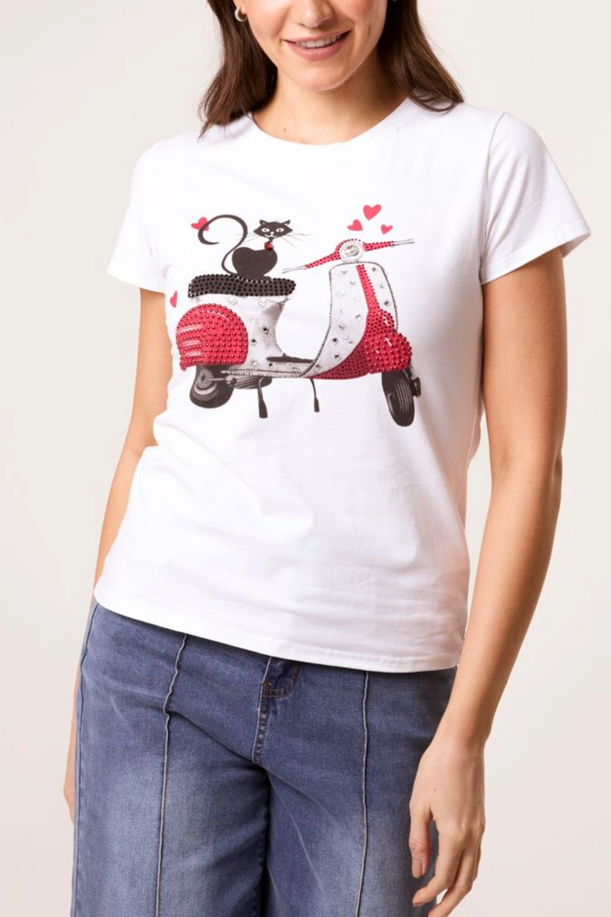 Embellished Vespa Cat T-Shirt