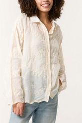 Daisy Embroidered Scallop Edge Shirt