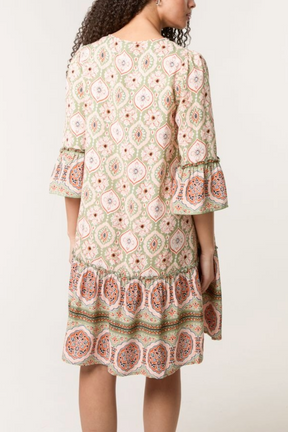 Printed Tassels Smock Dress