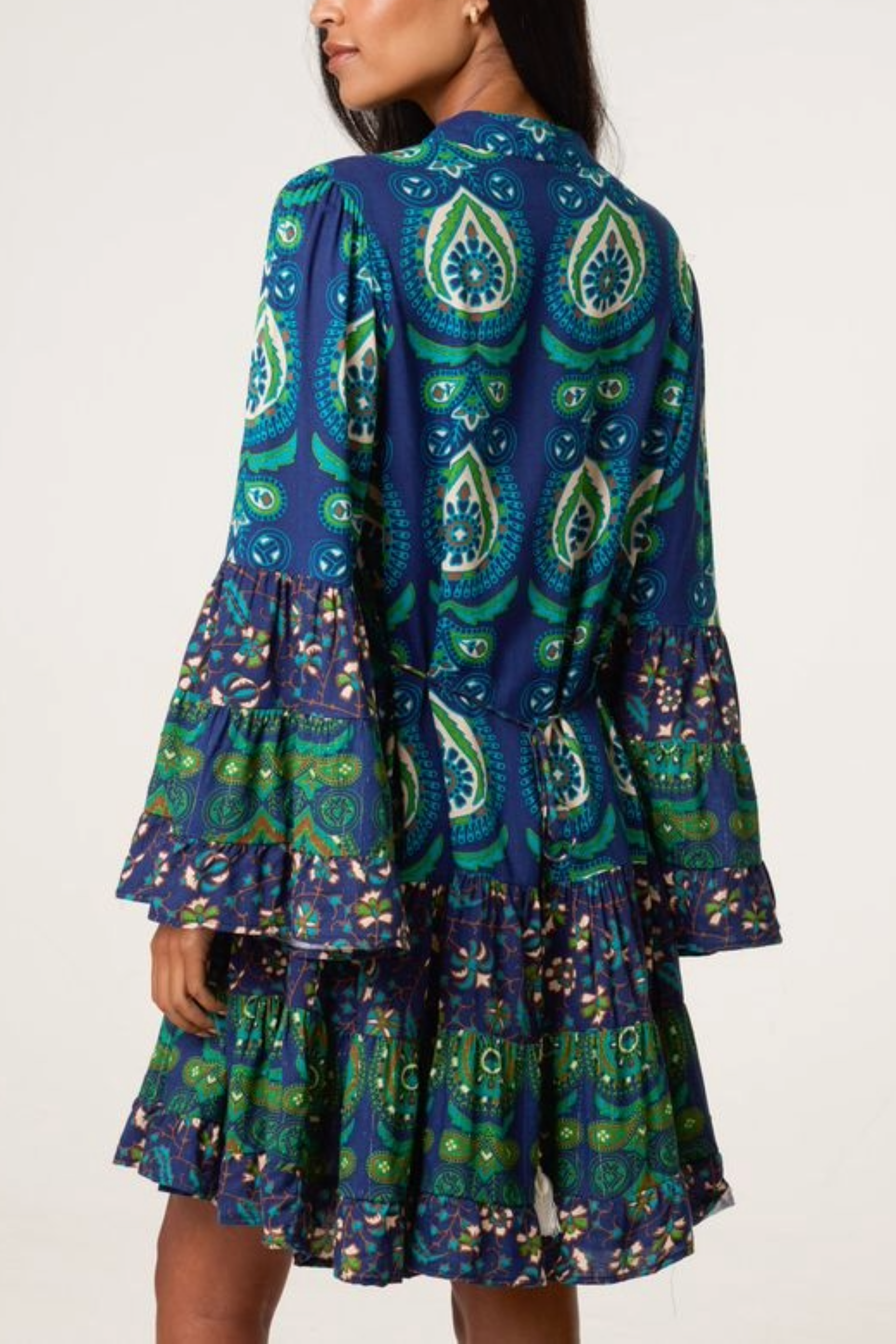 Boho Bell Sleeve Tassel Collar Dress