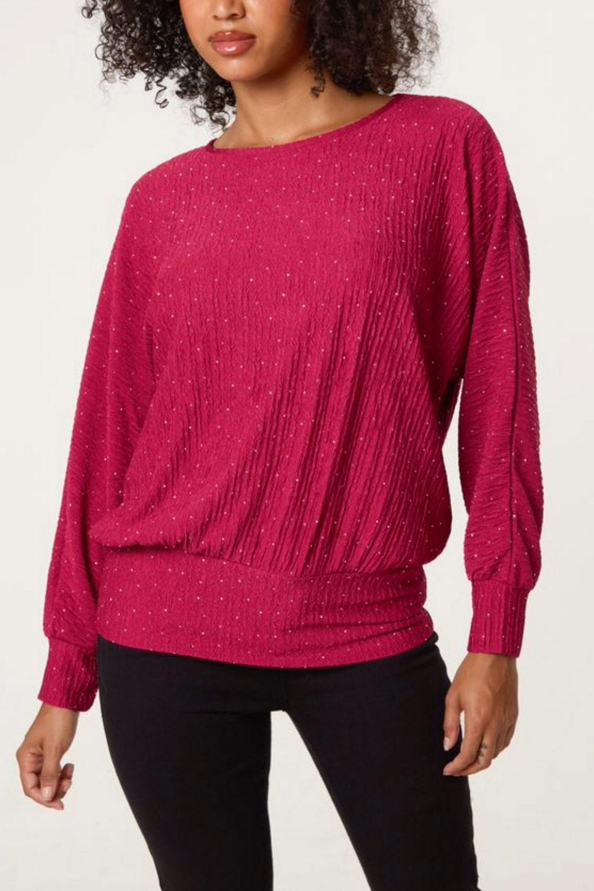 Rhinestone Batwing Top