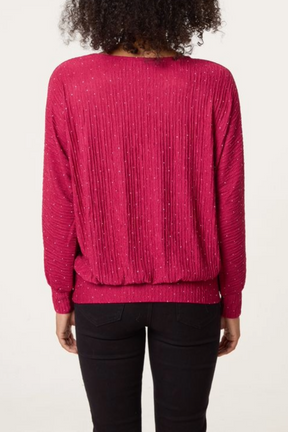 Rhinestone Batwing Top