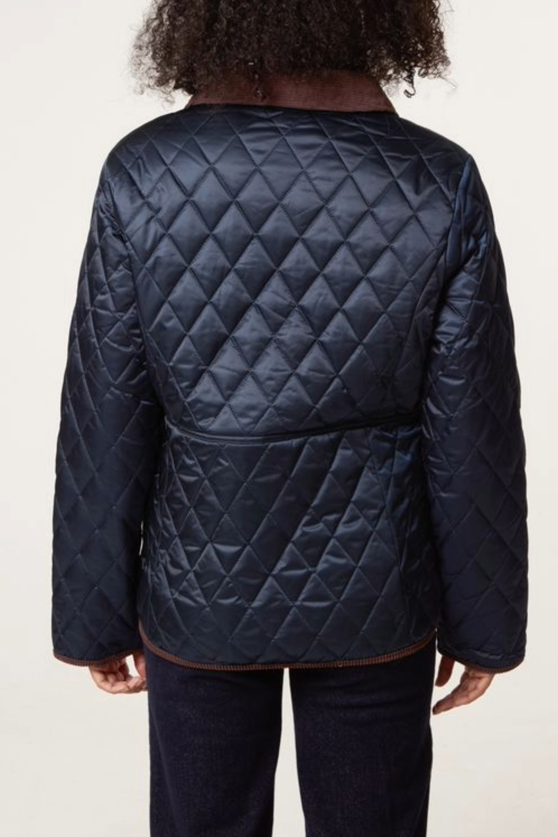 Diamond Quilted Contrast Round Coat