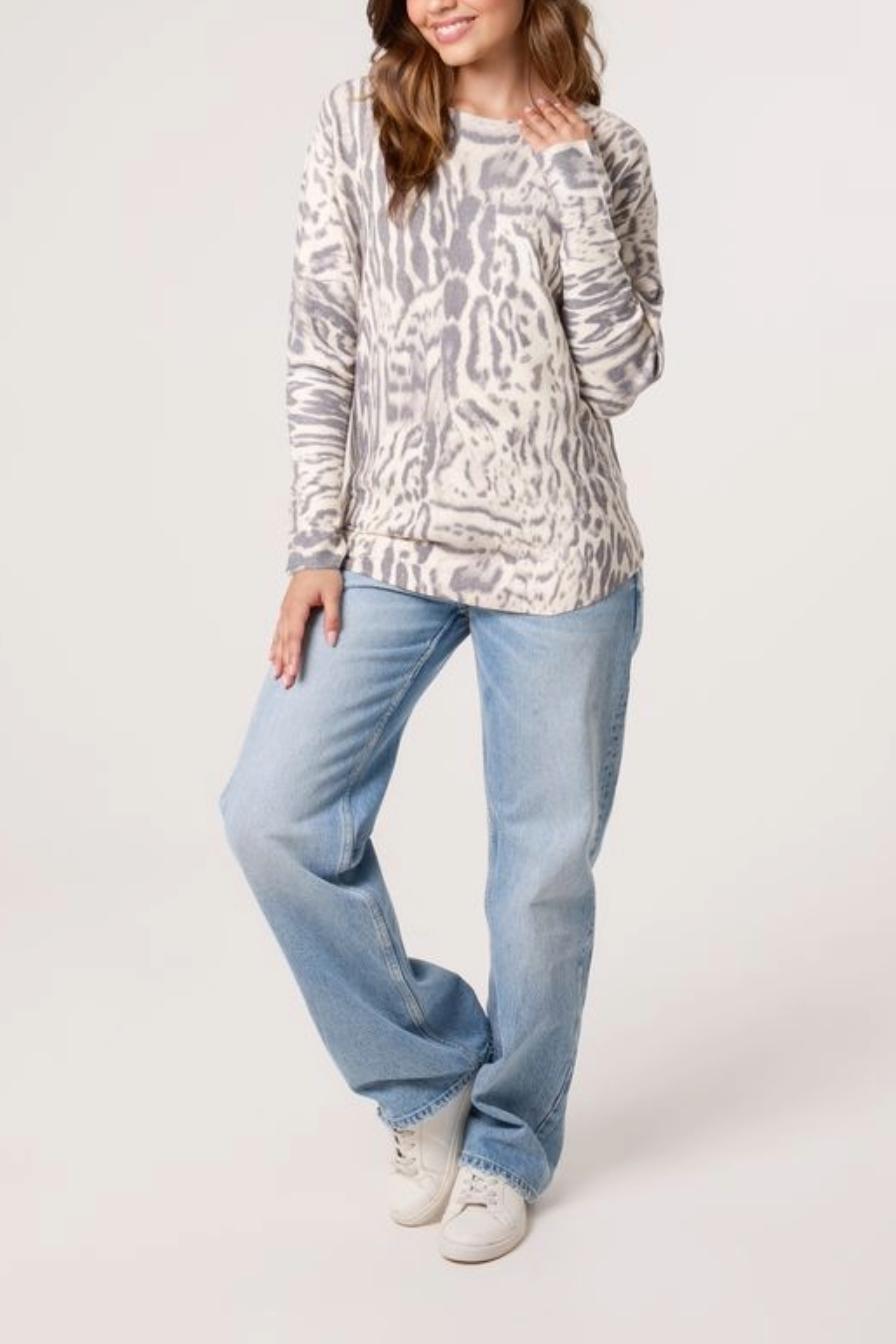 Animal Print Fine Knit Jumper