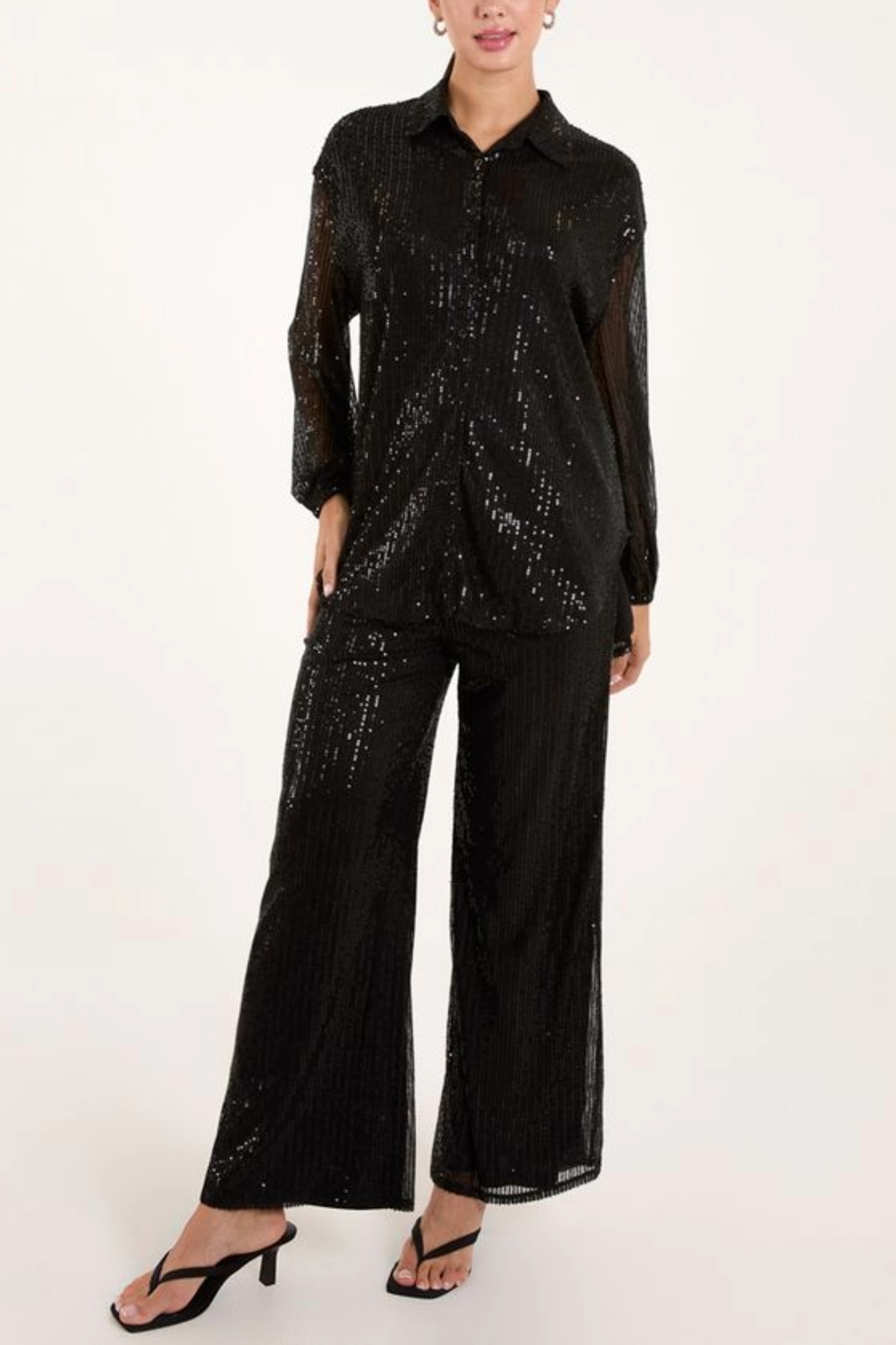 Sequin Button Up Shirt