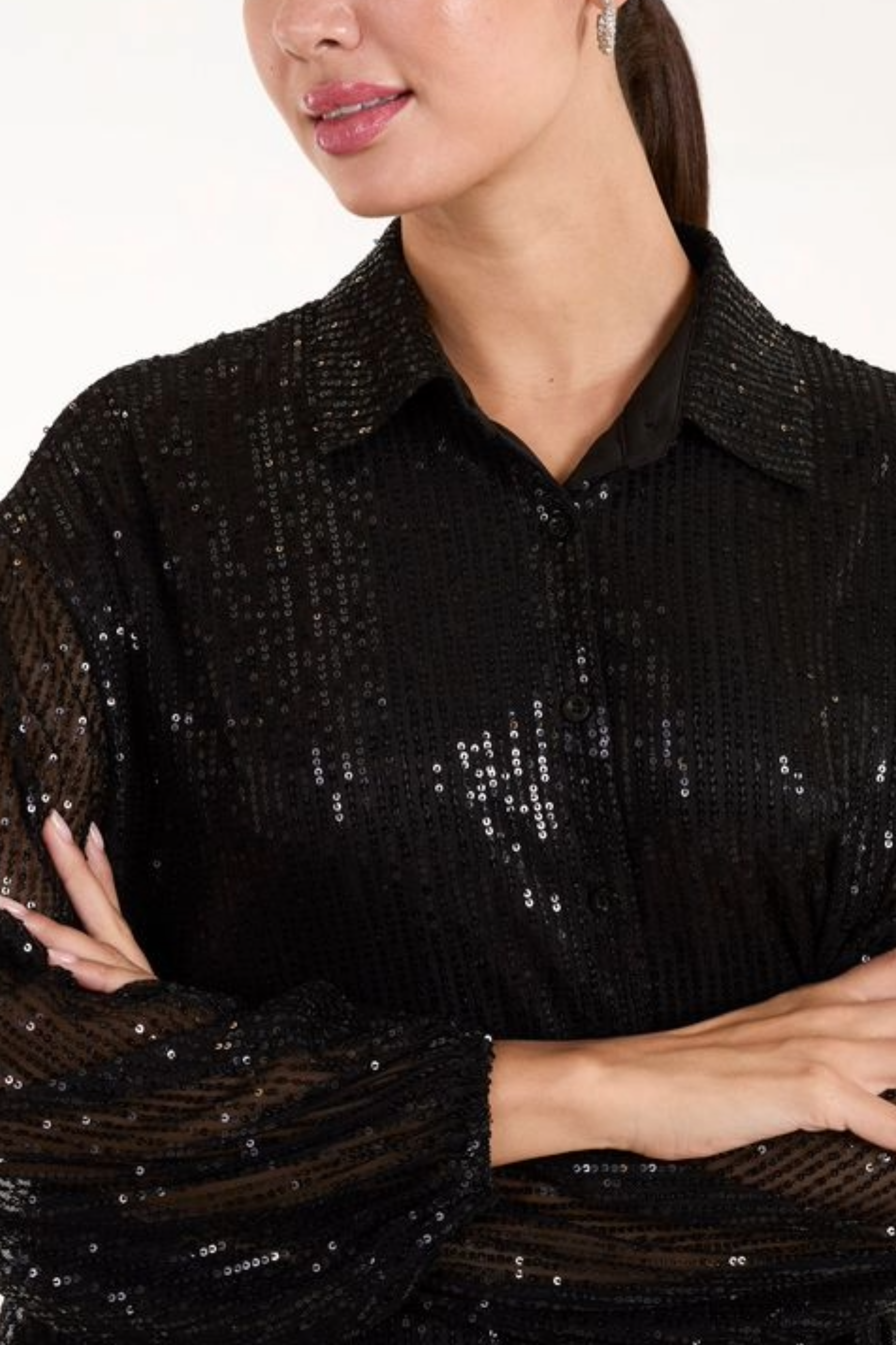Sequin Button Up Shirt
