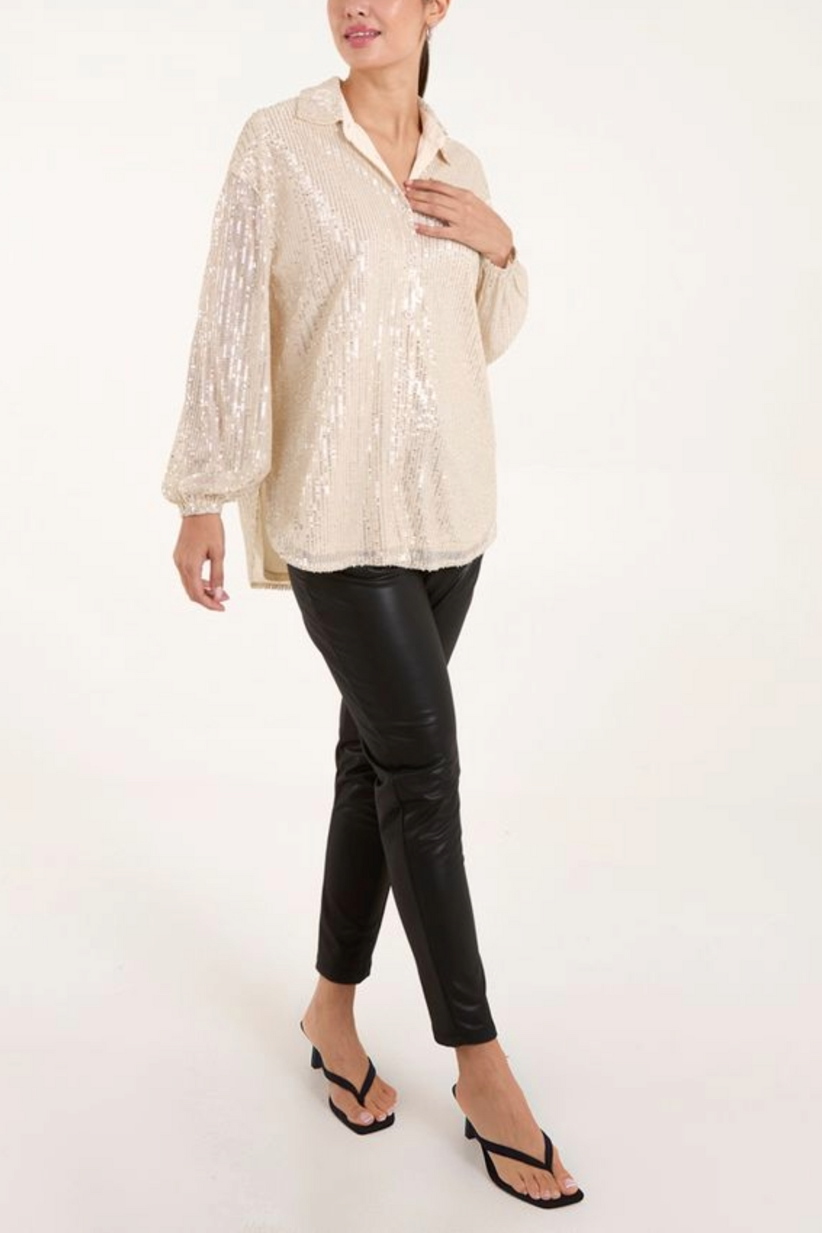 Sequin Button Up Shirt