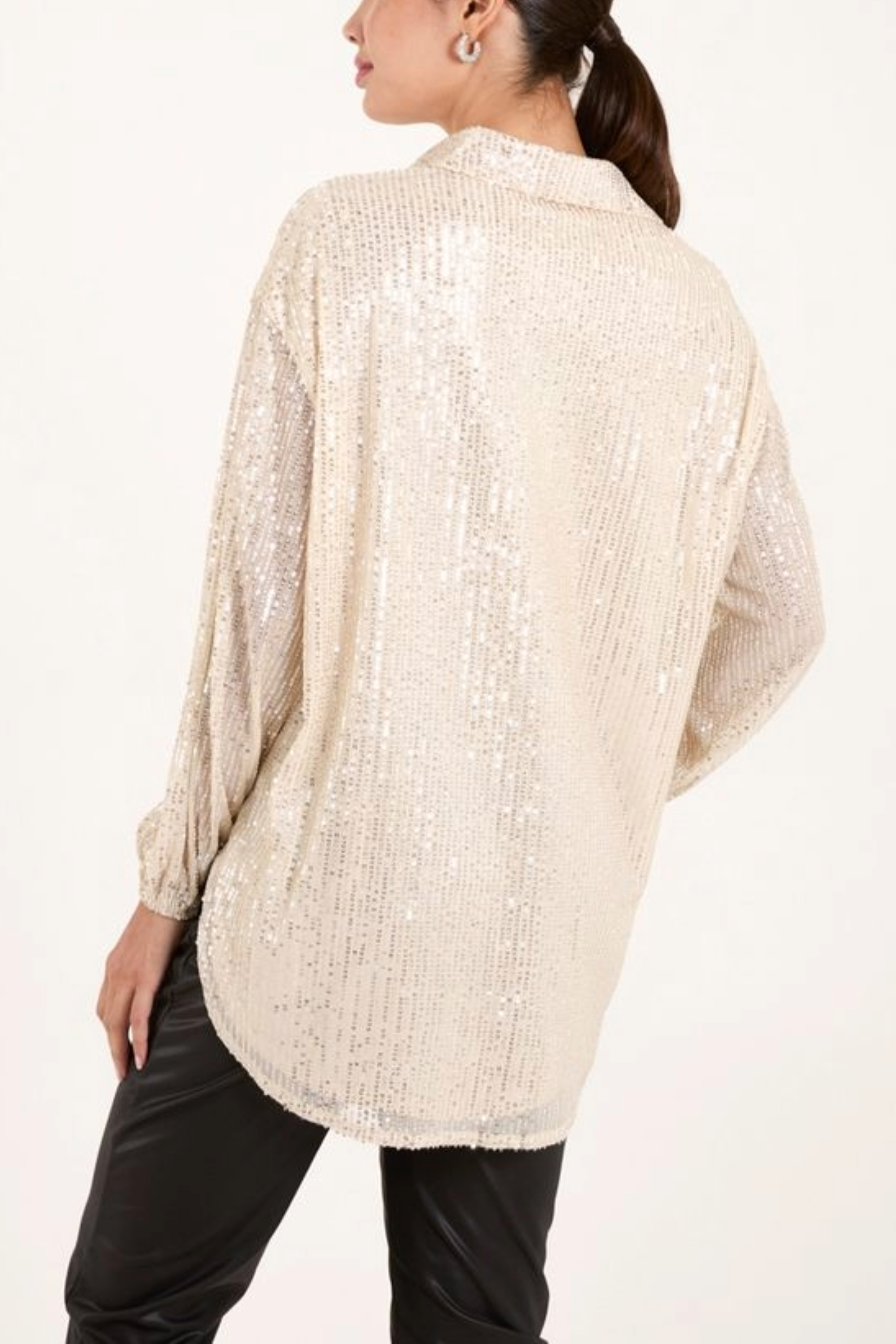 Sequin Button Up Shirt