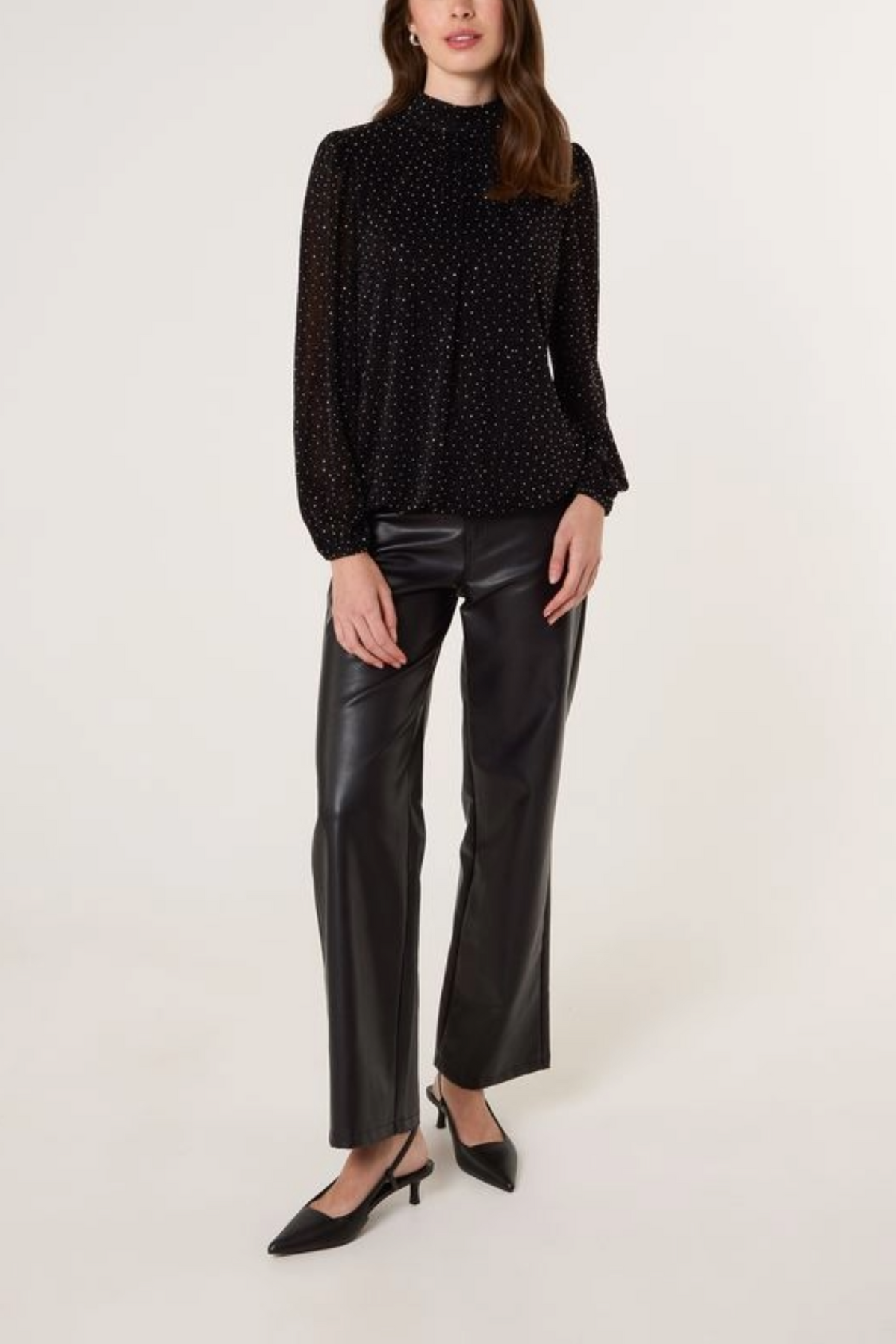 Diamante Shoulder Pad Puffball Top
