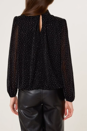 Diamante Shoulder Pad Puffball Top
