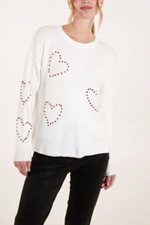 Rhinestone Heart Knit Jumper
