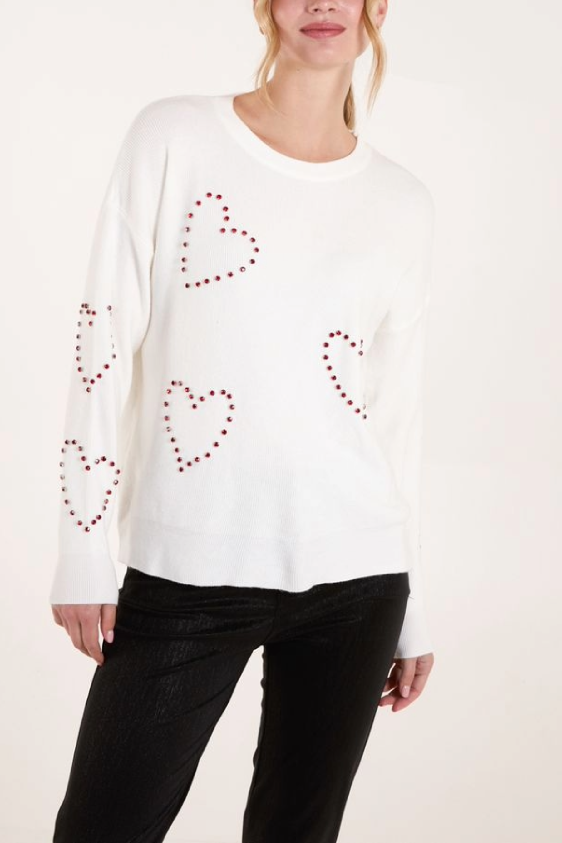 Rhinestone Heart Knit Jumper