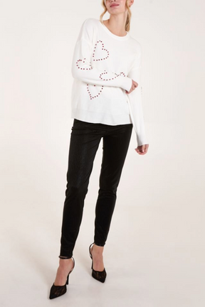 Rhinestone Heart Knit Jumper
