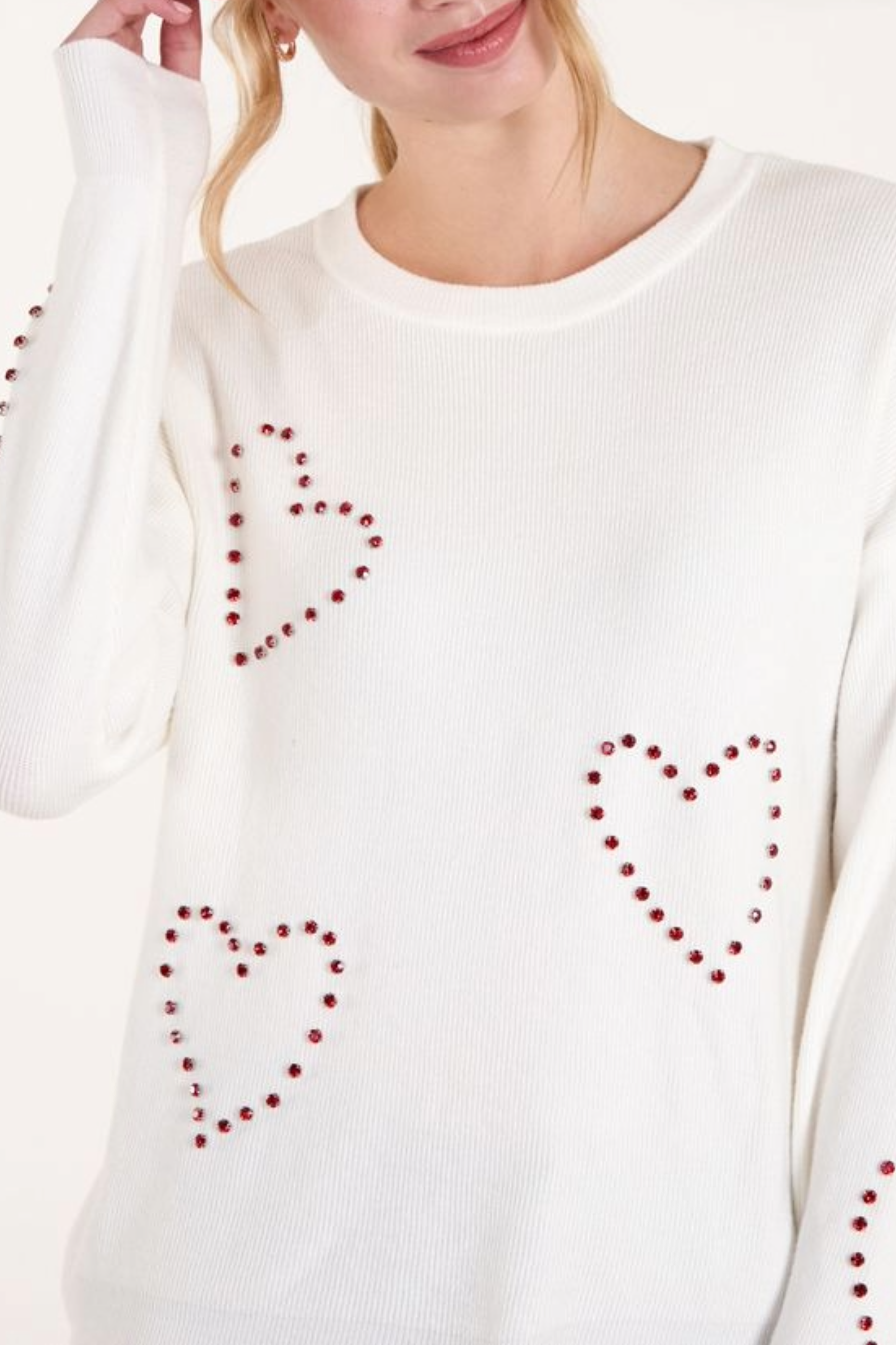 Rhinestone Heart Knit Jumper