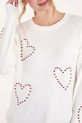 Rhinestone Heart Knit Jumper